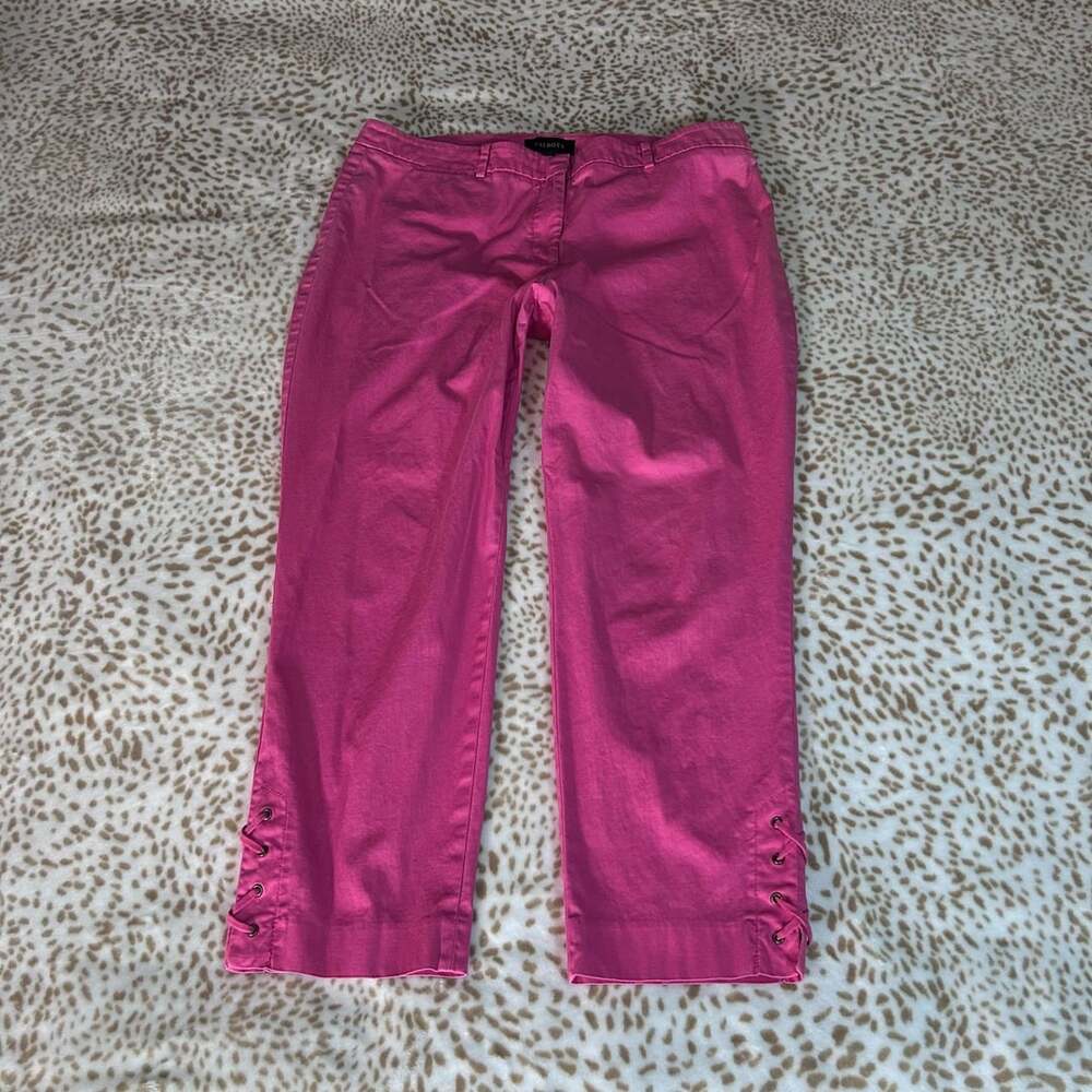 Talbots Cropped Pants Size 14 Pink Lace-Up Hem Capris